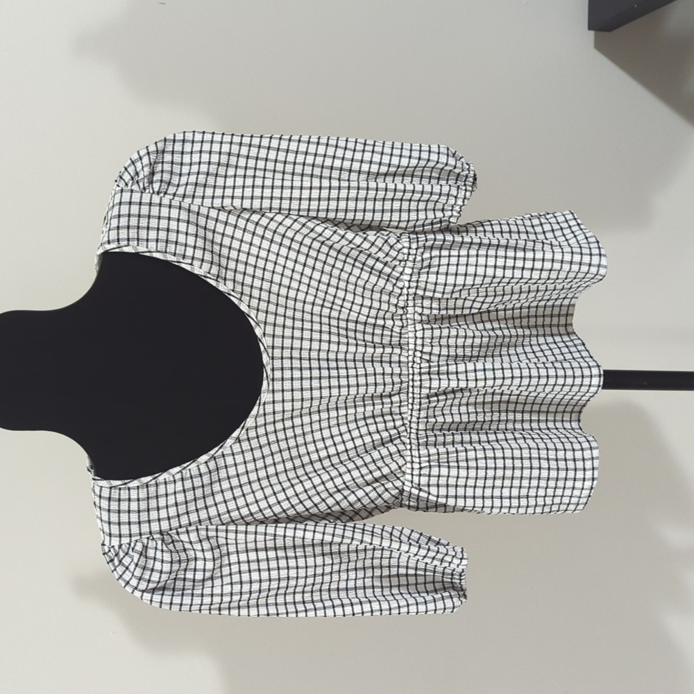 Black and White Peplum Blouse